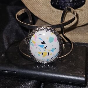 Silver Bracelet with Multicolor Stone